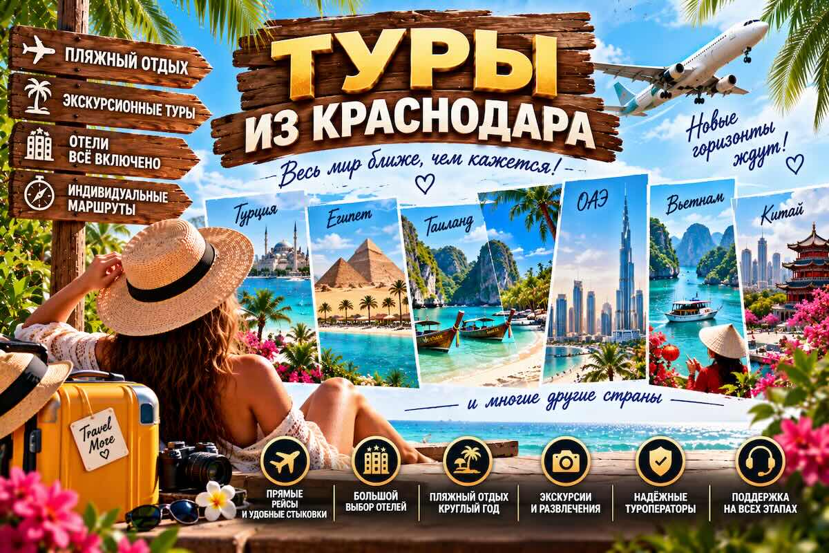 Туры из Краснодара — выбор страны, курорта и варианта перелёта