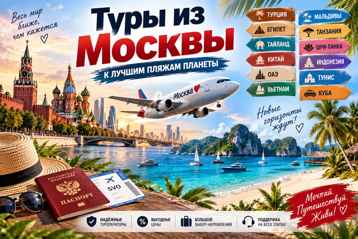 Туры из Москвы: вылеты на зарубежные курорты