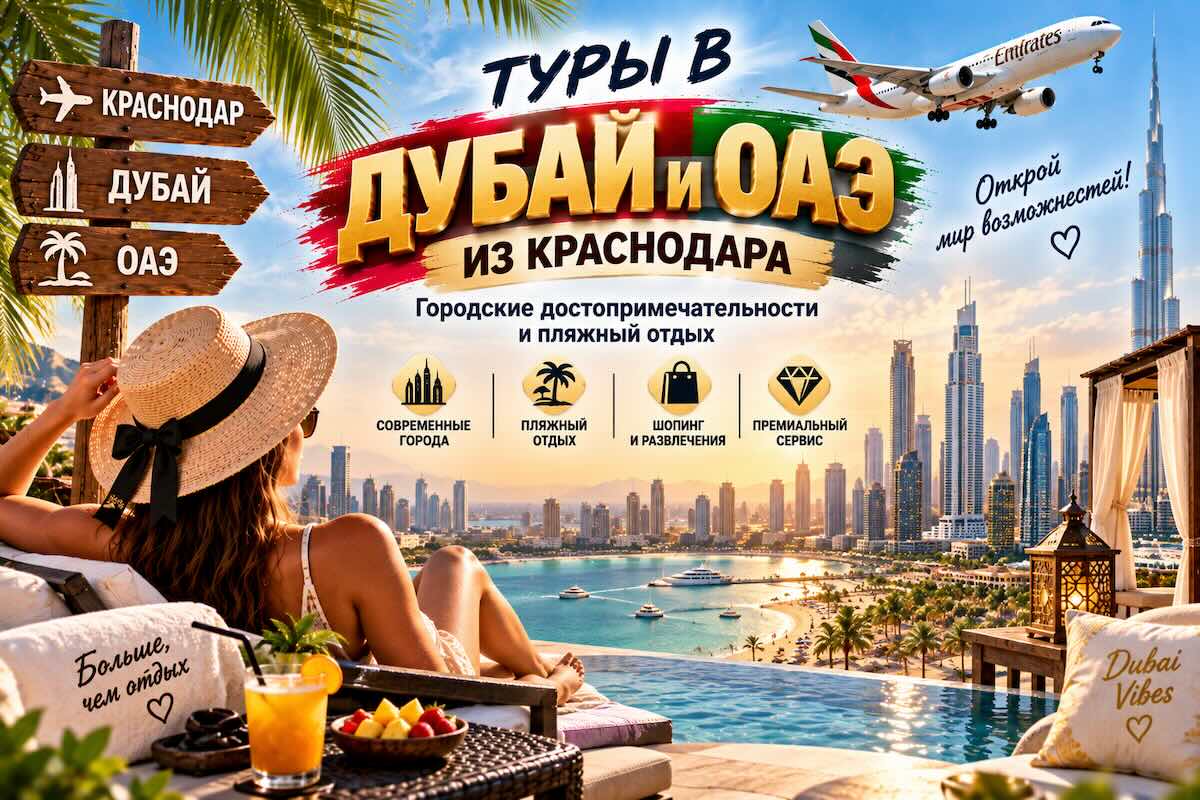 Туры в Дубай и ОАЭ из Краснодара: прямые рейсы, курорты и отели