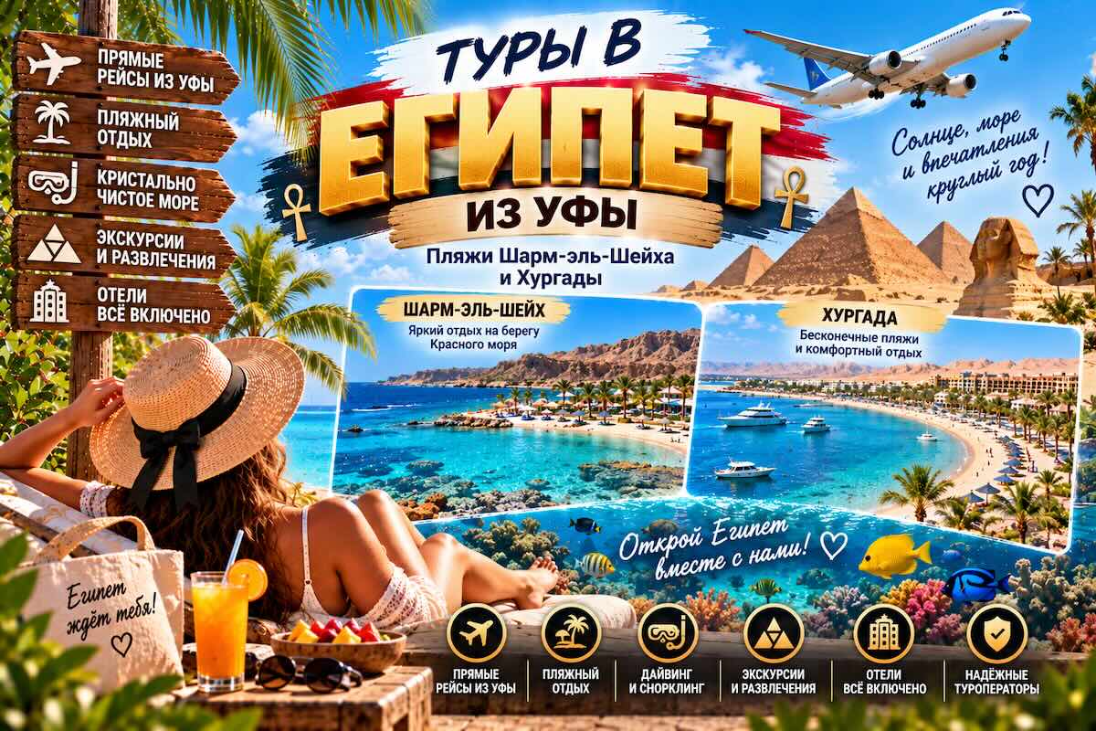 Туры в Египет из Уфы: Шарм-эль-Шейх, Хургада и Красное море