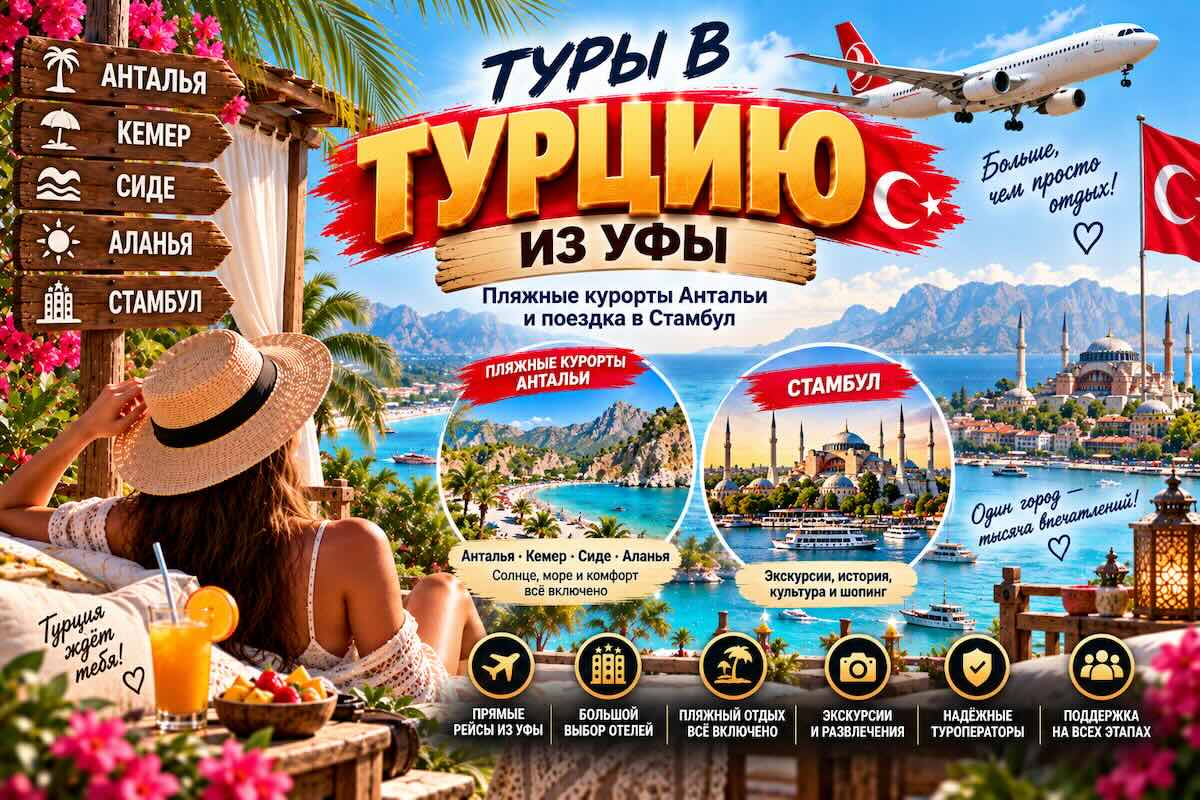 Туры в Турцию из Уфы: Анталья, Стамбул и выбор курорта