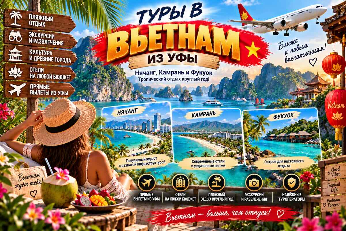 Туры во Вьетнам из Уфы: Нячанг, Фукуок и прямые рейсы
